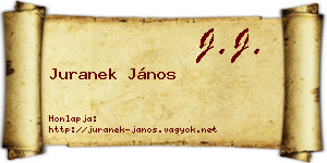 Juranek János névjegykártya